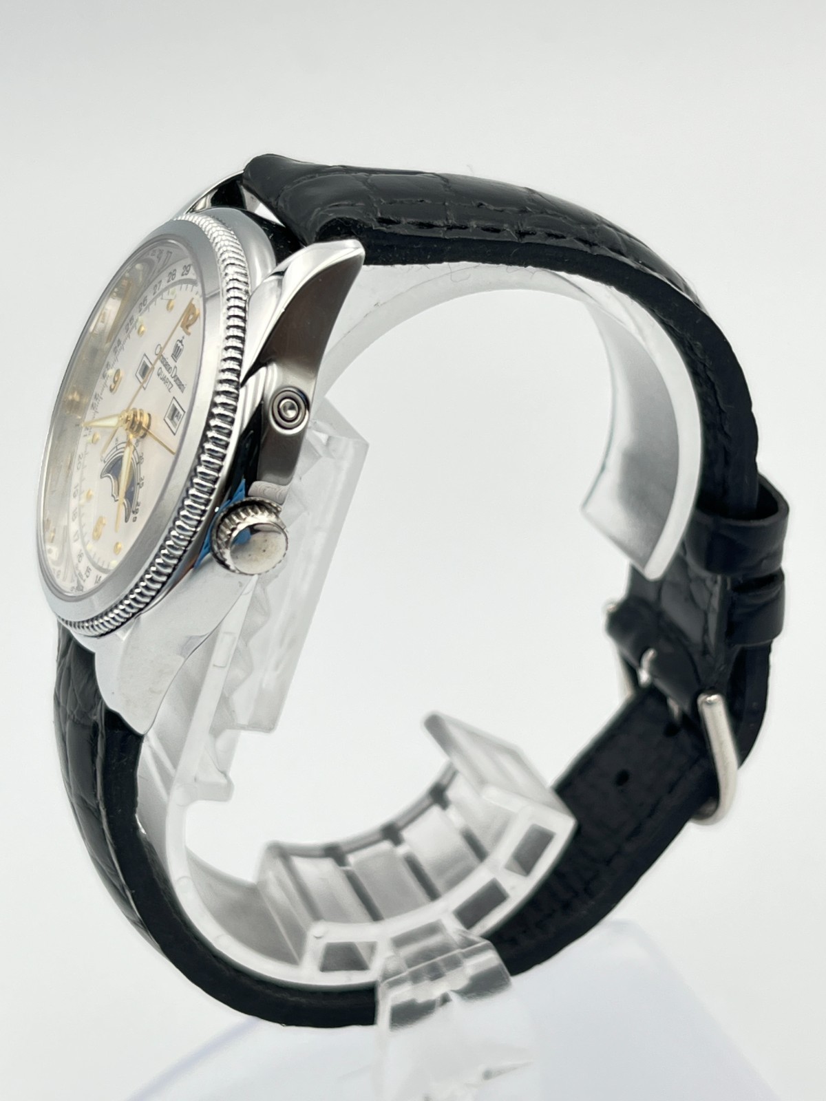 Christiano Domani CD-2001 Moon Phase Quartz men White Dial Watch Japan – Rank B+