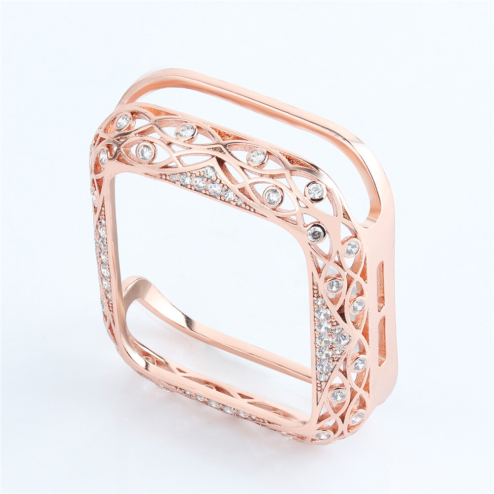 Crystal Metal Frame Case Cover for Apple Watch 9 8 7 6 5 4 3 SE 40/41/42/44/45mm