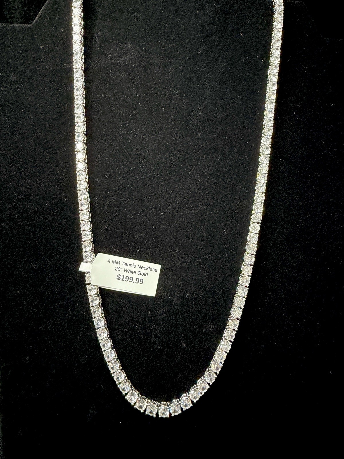 4mm Tennis Necklace 20in 14K White Gold Filled Round CZ Box Clasp. Beautiful!