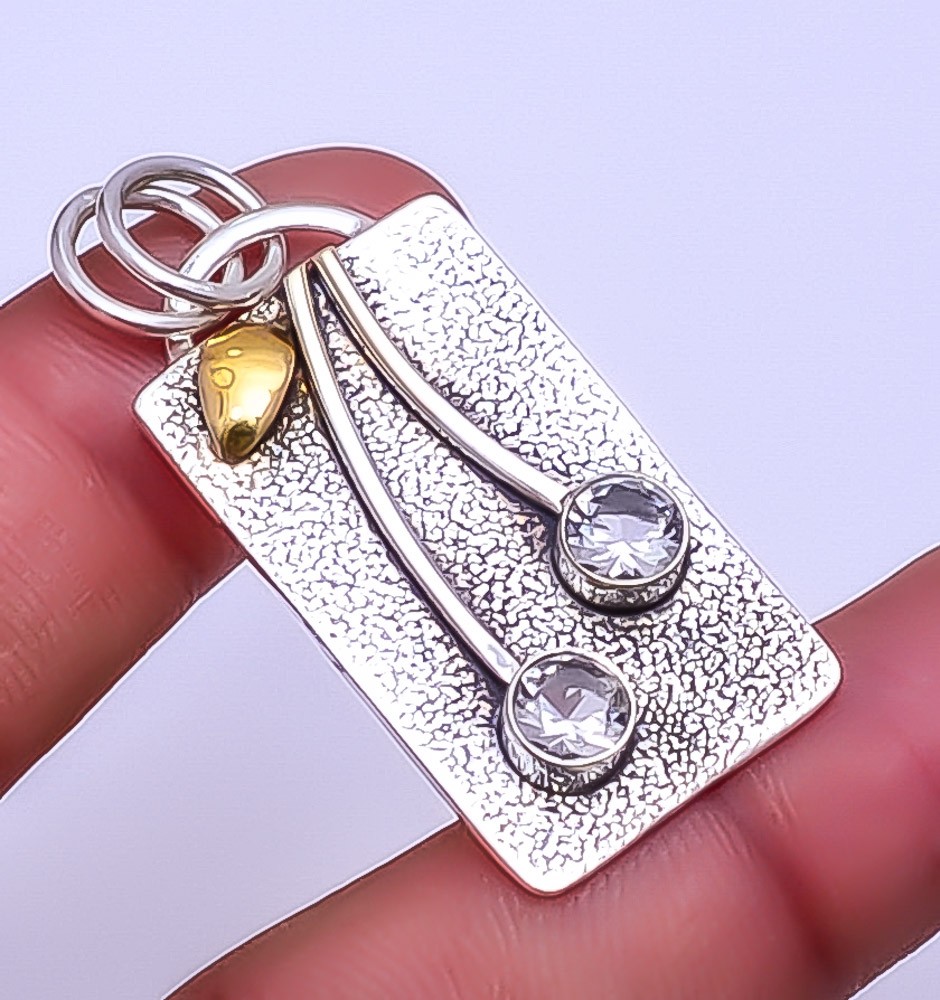 White Topaz Handmade 925 Sterling Silver Pendant 1.76″ P25813729, Christmas Gift