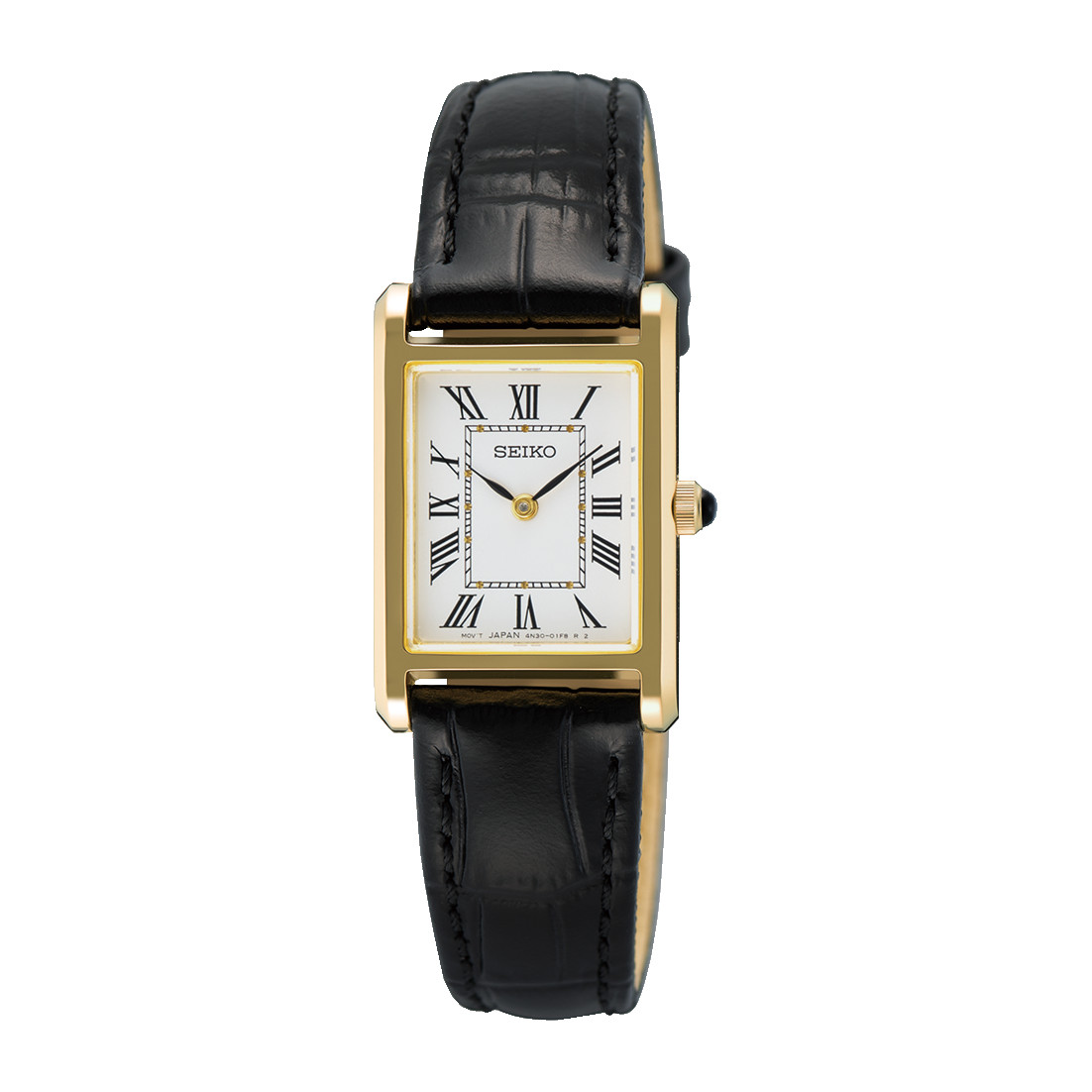 Seiko Essentials Quartz Tank White Dial Leather Strap 19.6 mm Watch – SWR108