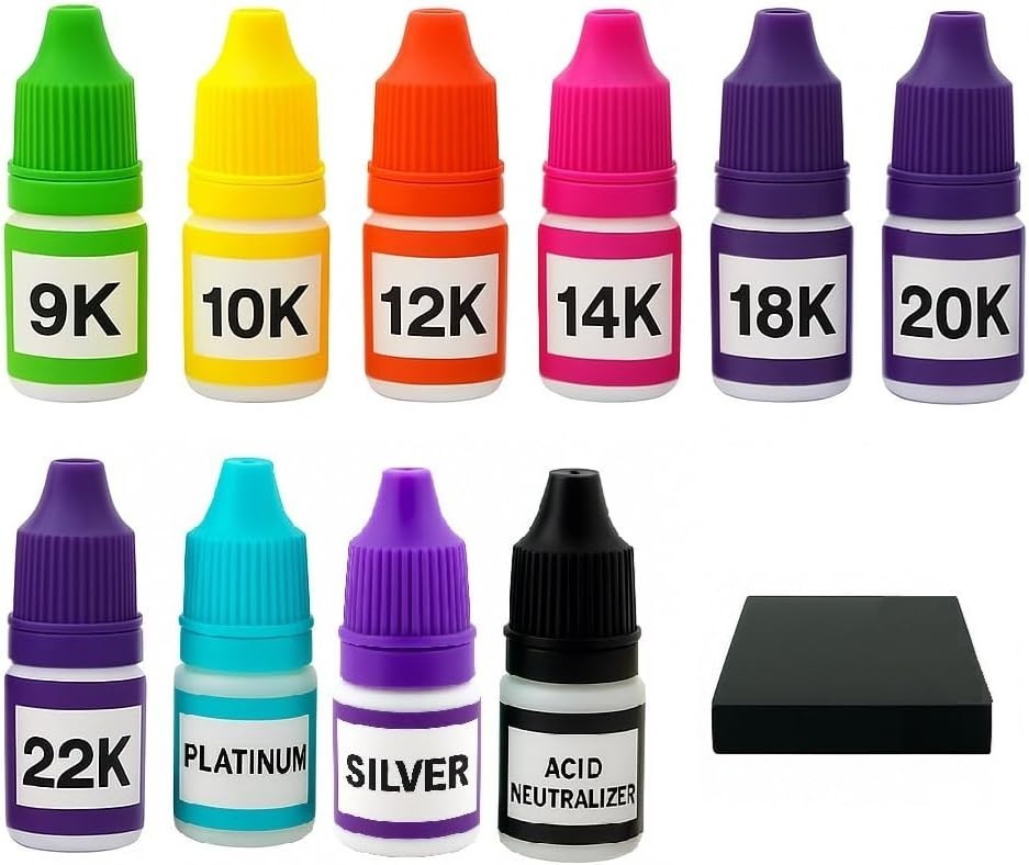 Gold Silver Platinum Coin Bar Jewelry Testing Kit – Test 9K 10K 12K 14k 18K 22K