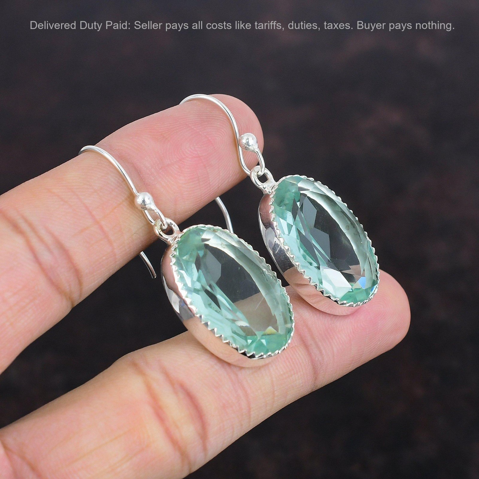 Apatite Stone 925 Sterling Silver Dangle Drop Daughter Hook New Earrings Jewelry