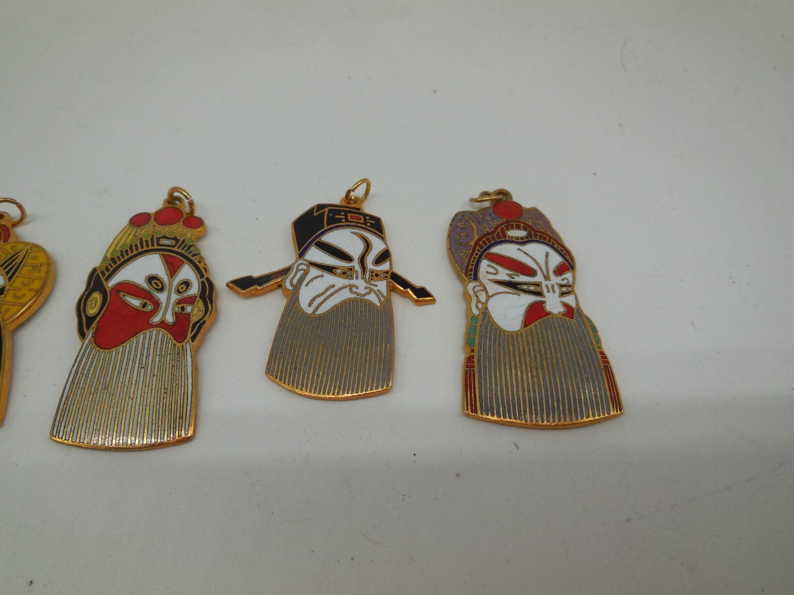 H12 Vtg Russian & Chinese Lapel Pins & Opera Mask Pendant lot Set Enamel