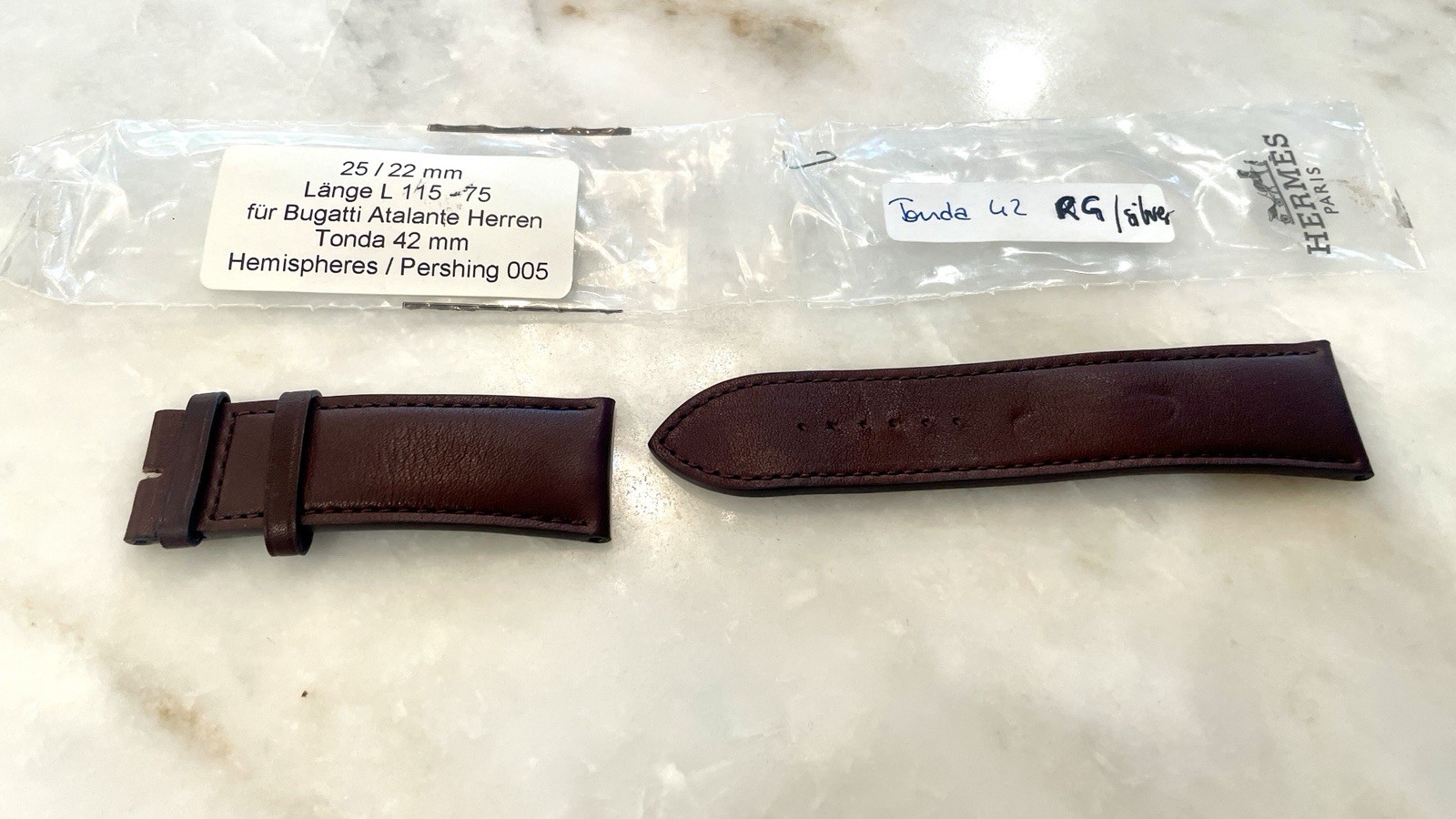 Parmigiani 24mm Tonda Hemispheres Pershing Hermes Strap (taper to 22mm) Tan