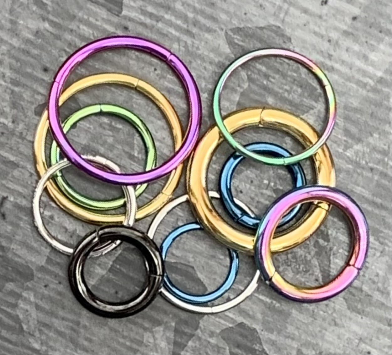 1pc Hinged Segment Ring Septum Clicker Hoop PVD over 316L Surgical Steel