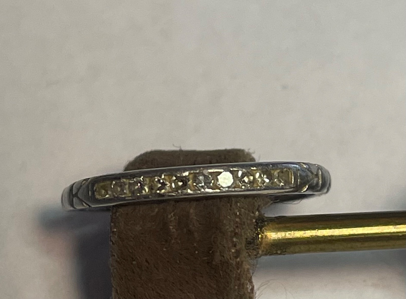 VINTAGE ART DECO BRISTOL Co PLATINUM & IRIDIUM DIAMOND WEDDING BAND 10 DIAMONDS
