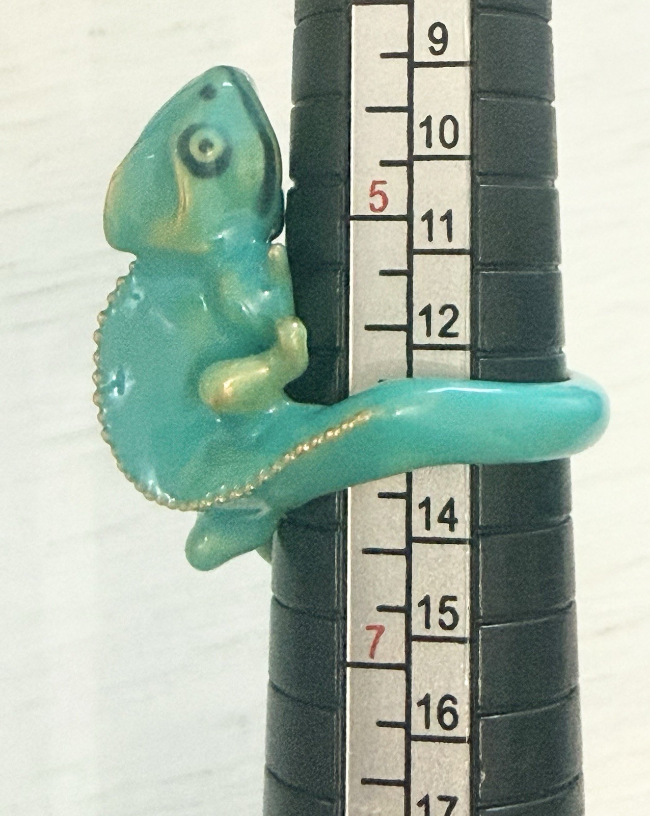 Chameleon Green Lizard Unique Enamel ring size 6 Gift Tropical Jewelry NEW