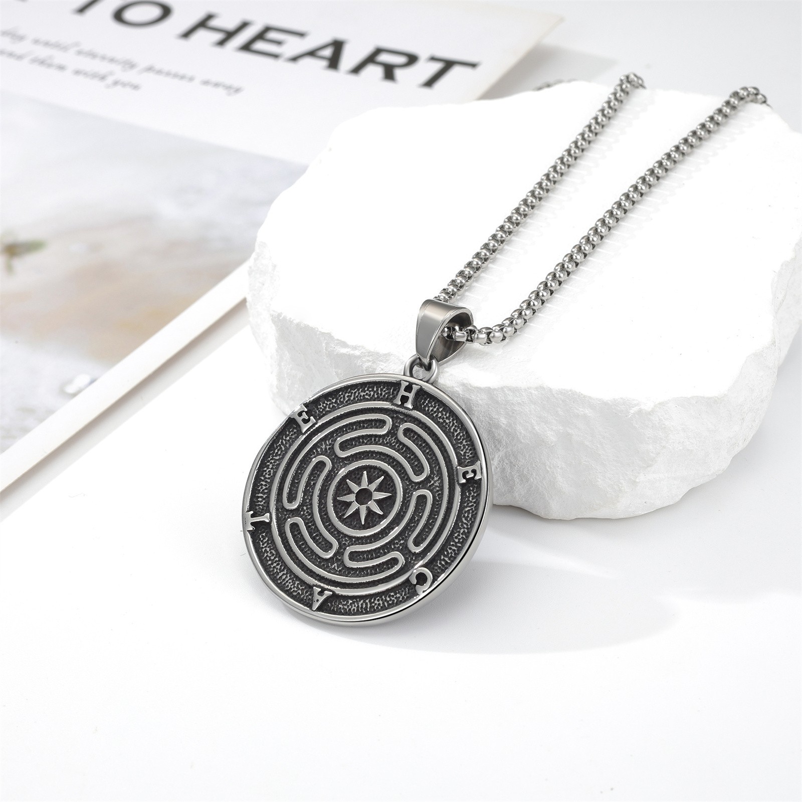 Men Hecate Triple Goddess Moon Coin Pendant Necklace Greek Mythology Jewelry
