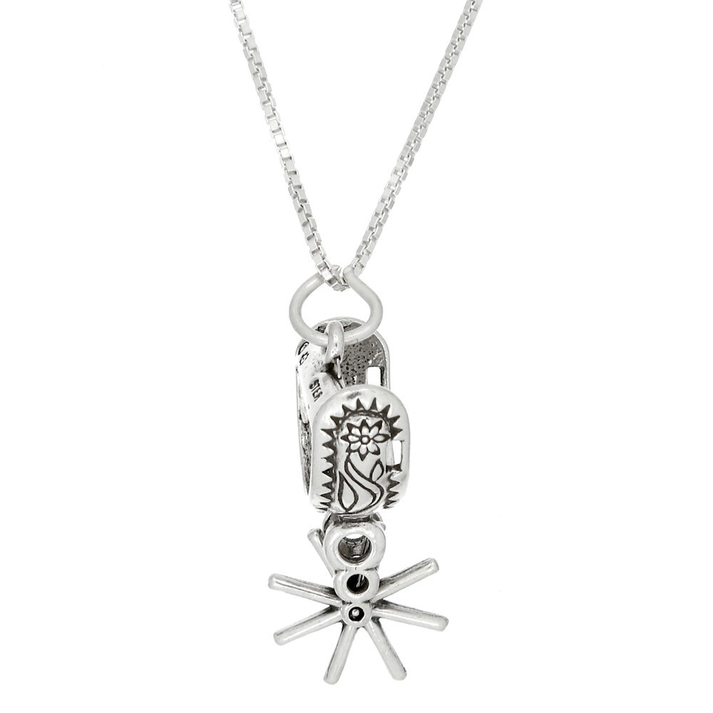 Sterling Silver 3D Cowboy Spur Charm with Necklace (Options)