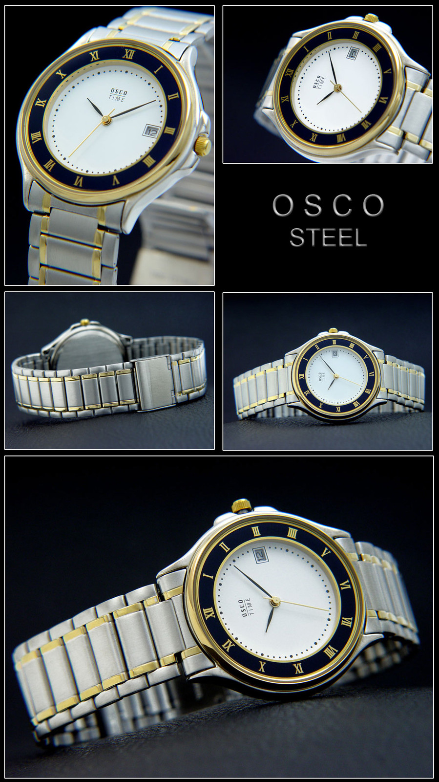 Classic OSCO Men’s Watch Stainless Steel White Dial Easy to Read Date