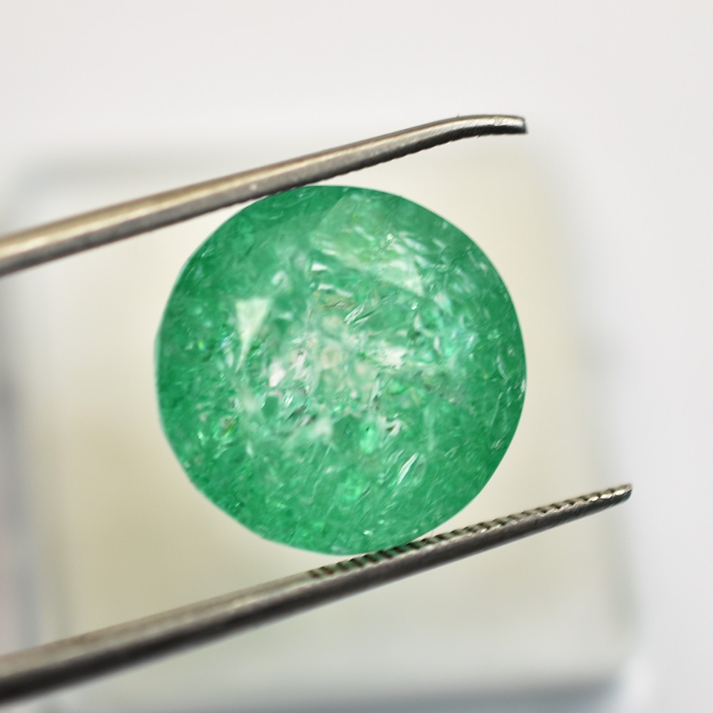 NATURAL Green Emerald 22 Ct CERTIFIED Round Cut Loose Gemstone FREE Delivery