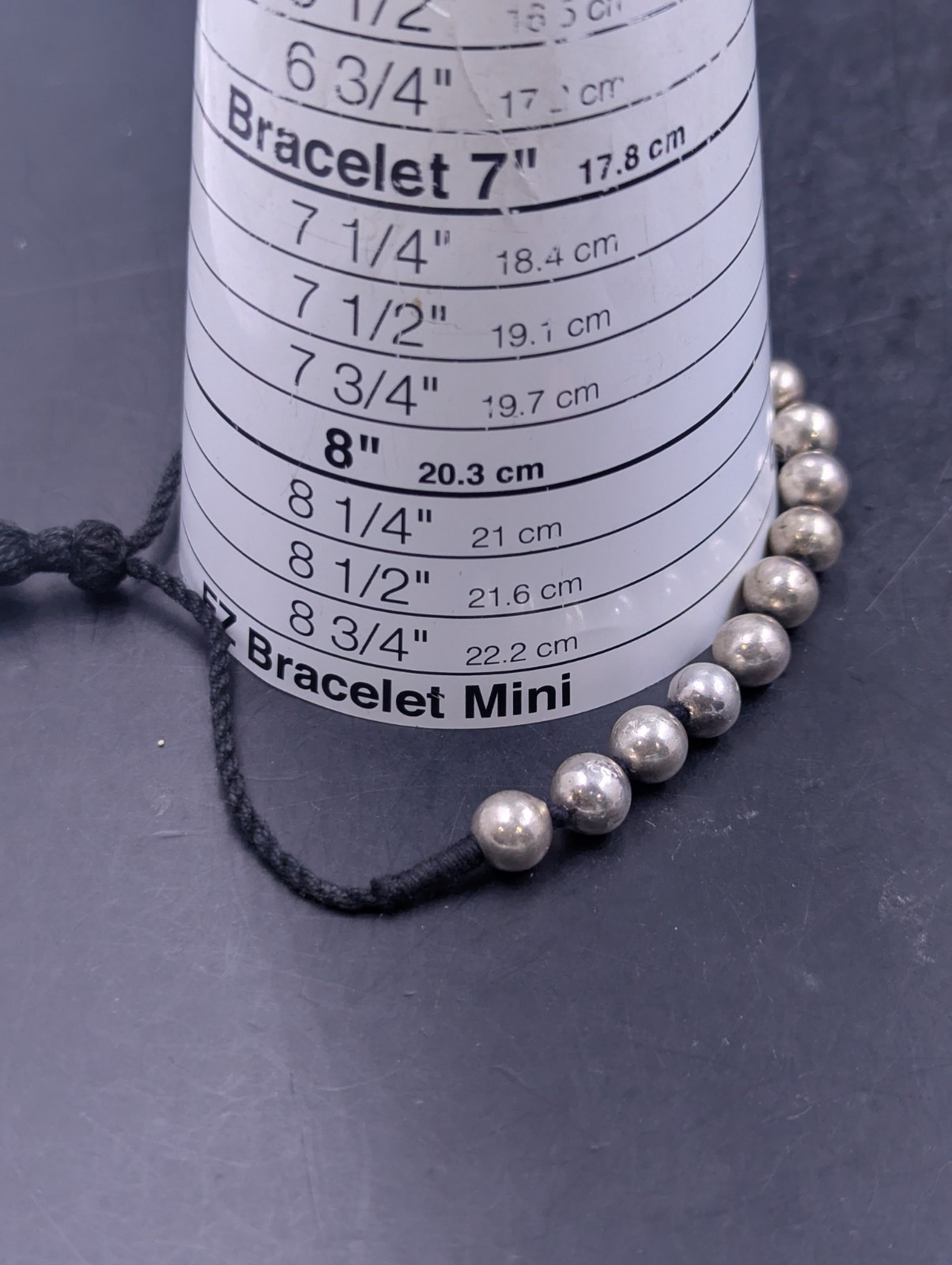 Vintage Sterling Silver 8.7mm Bead Ball Knotted Cord Bracelet 15.7g 6-8” Wrist