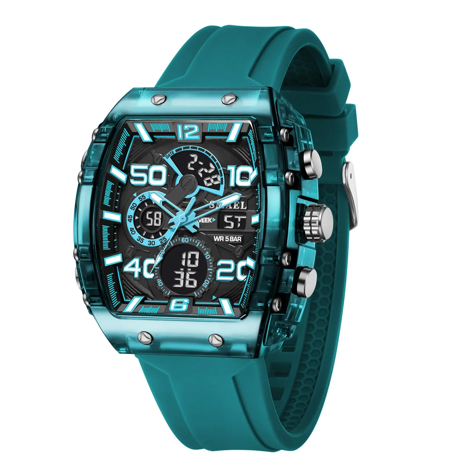 8109 Men’s Multifunctional Digital Sports Watch 50M Waterproof Dual Display LED