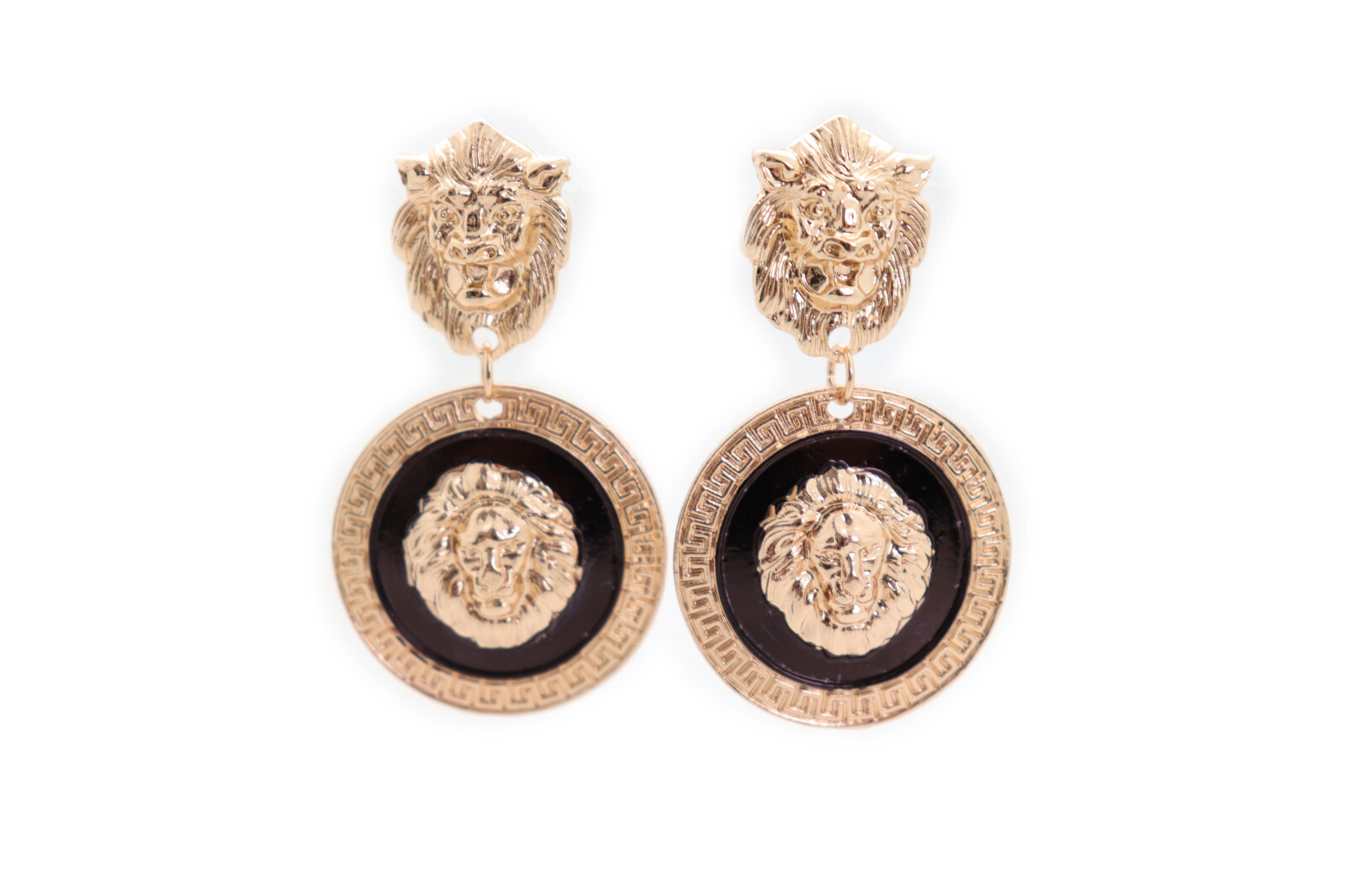 Women Special Style Earrings Set Fashion Jewelry Gold Lion Round Bling Bold Look