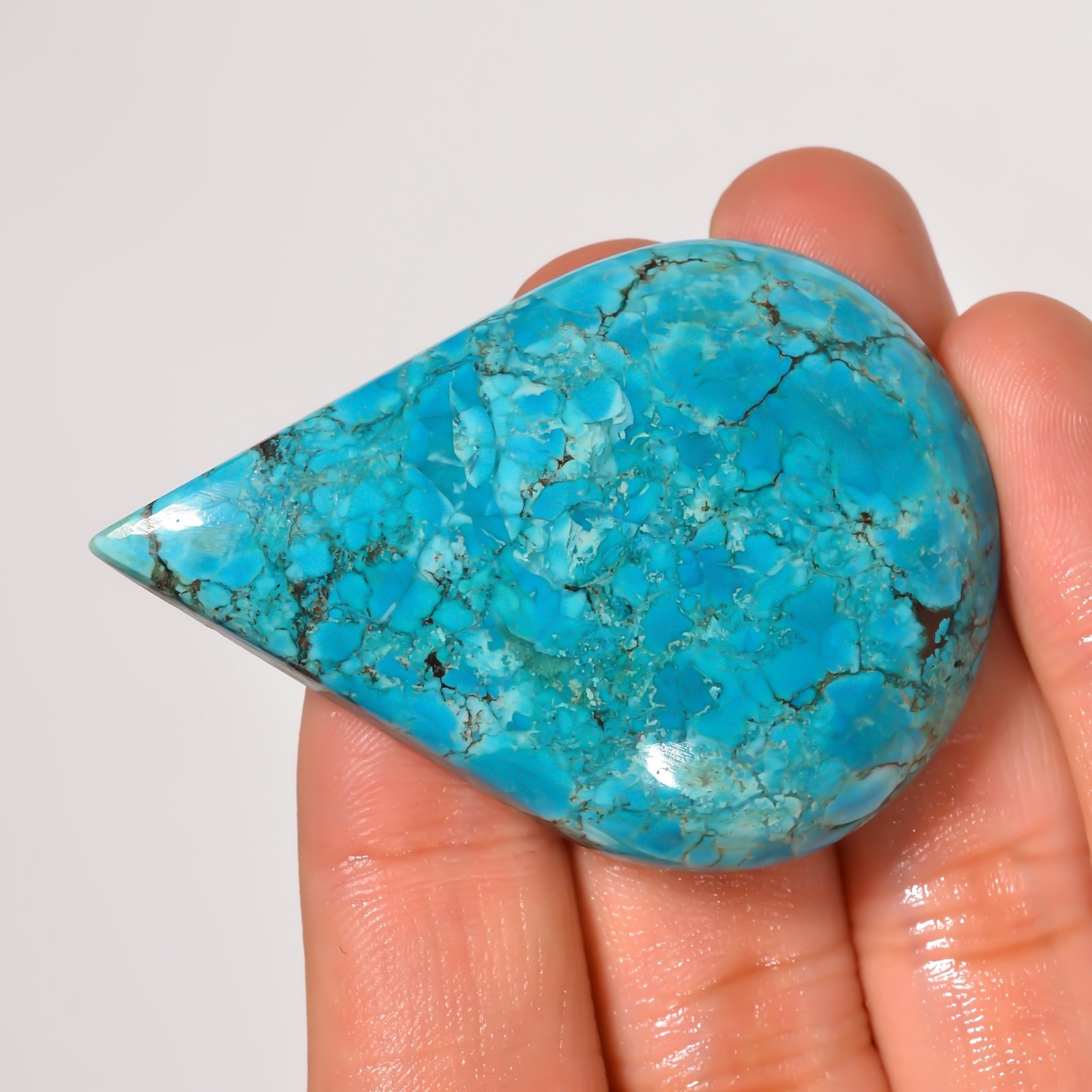 657 Cts. Natural DESIGNER TIBET TURQUOISE Pear Shape Cabochon Gemstone Lot~8Pcs~