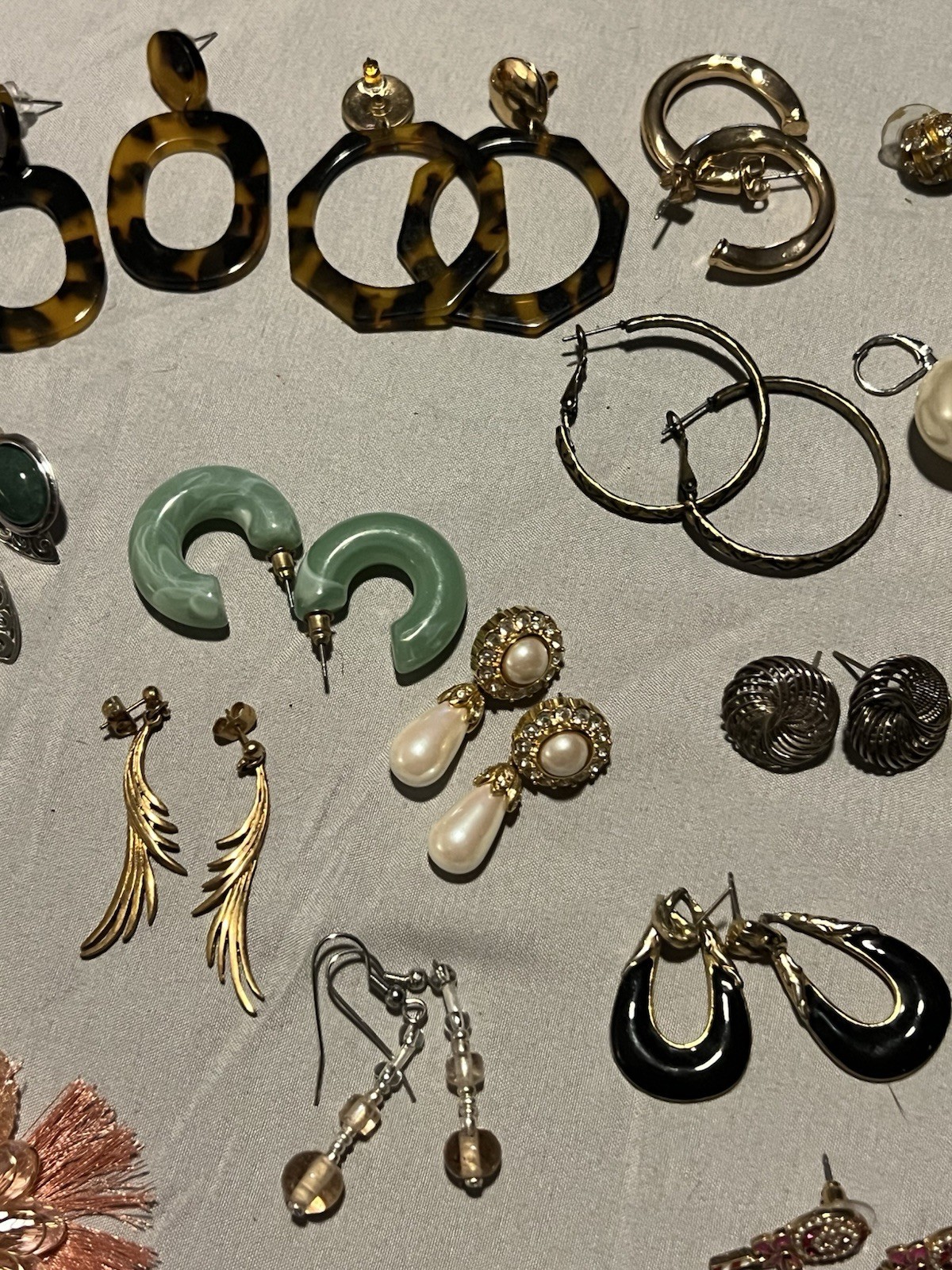 Earring and Ring Lot 1LB 3.6OZ 69 Items New And Used