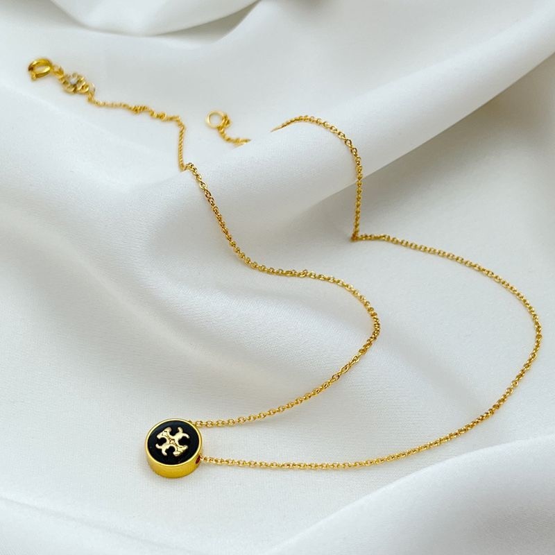 New Tory Black Circle Necklace with Jewelry Pouch Size length : 46cm