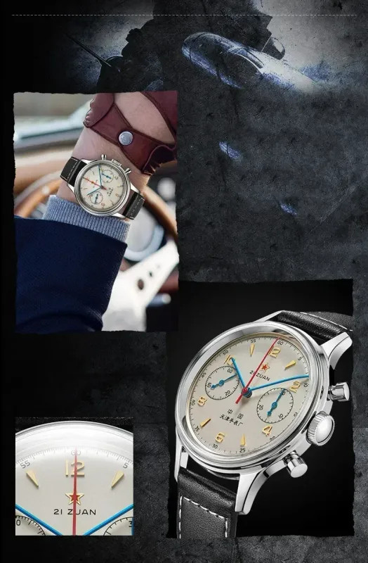 Men’s watches 1963 pilot automatic watch 42mm waterproof retro quartz.