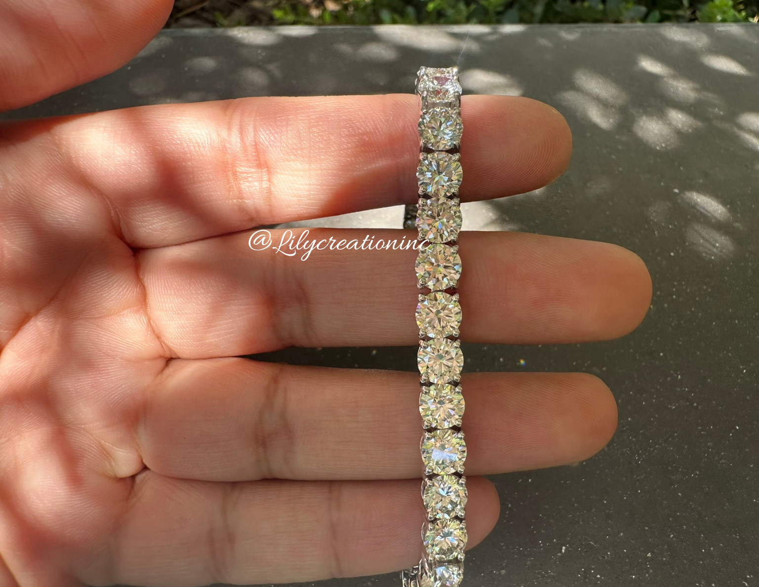 16.50 Carat Round Lab Grown Diamond Tennis Bracelet 6.50 Inch 10K Gold