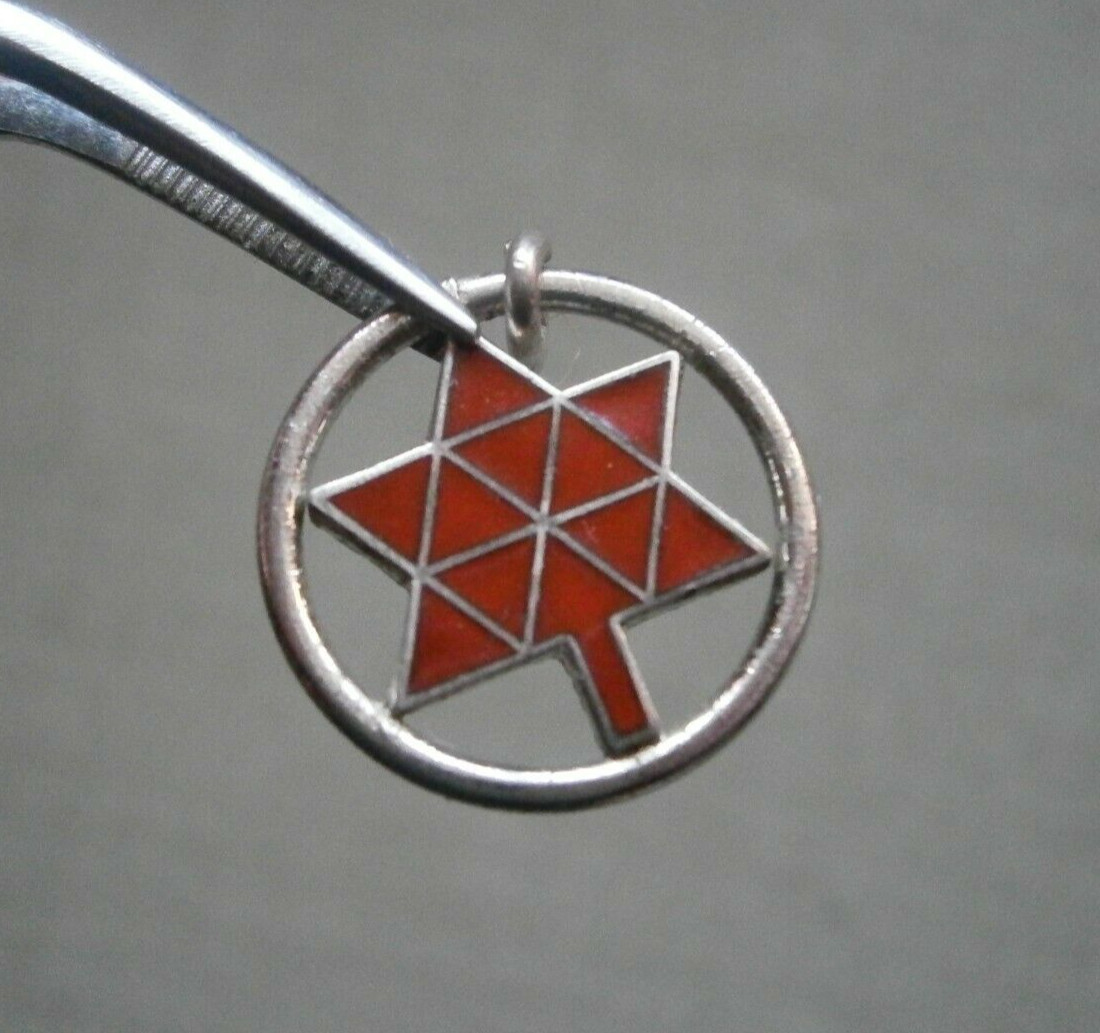 Canada Centennial Flag Vtg Sterling Silver & Enamel Bracelet Charm Pendant 1.5g