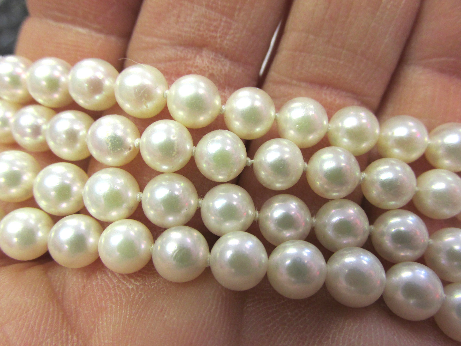 Nice 34 inch 6 to 6.4 mm High Quality Pearl Necklace 18k Clasp Make Offer
