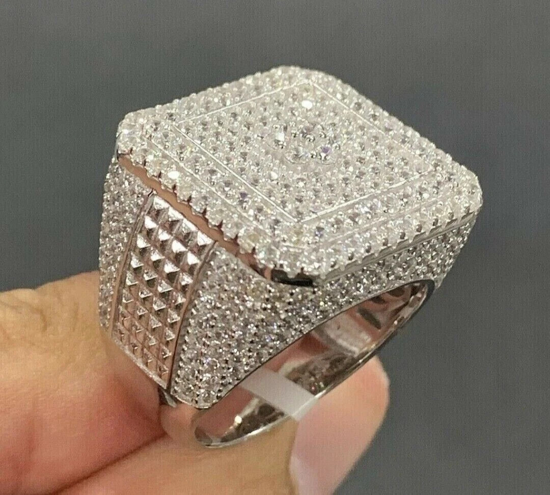 4.50Ct Lab Created Diamond Men’s Cluster Engagement Ring 14K White Gold Plated