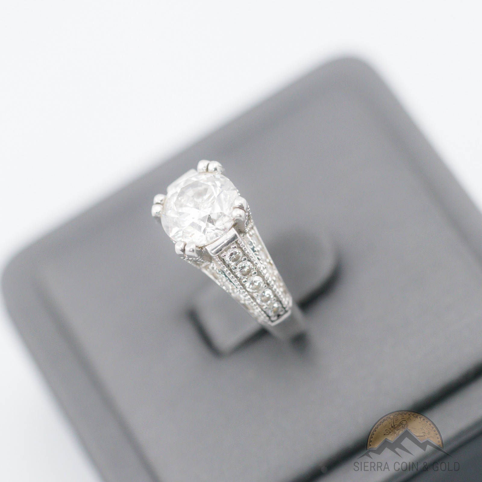 3.05ct Natural Diamond Ring Platinum F SI2 +1.13ctw Sides Size 5.5