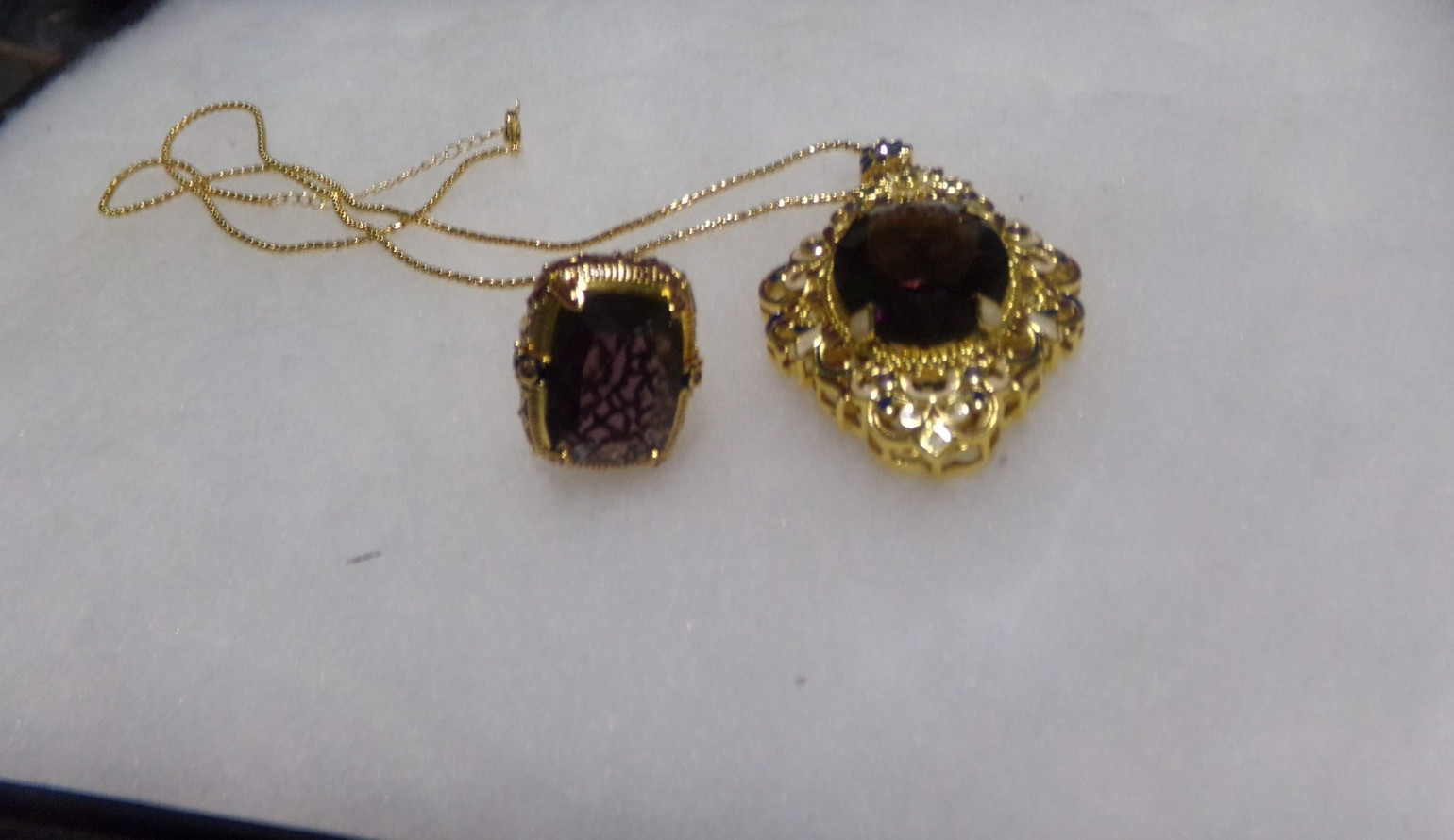 NEW VINTAGE REPRODUCTION RHINESTONE ENAMEL GLASS NECKLACE & RING SET
