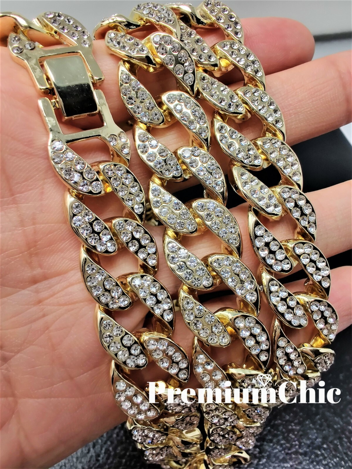 16MM Miami Cuban Choker Link Chain Necklace ICED Mens Gold Plated CZ Jewelry