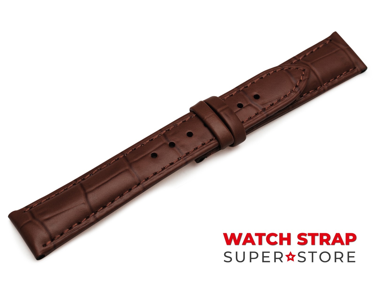 18mm OMEGA Watch Brown Genuine Leather Strap Band Buckle Clasp Silver DeVile
