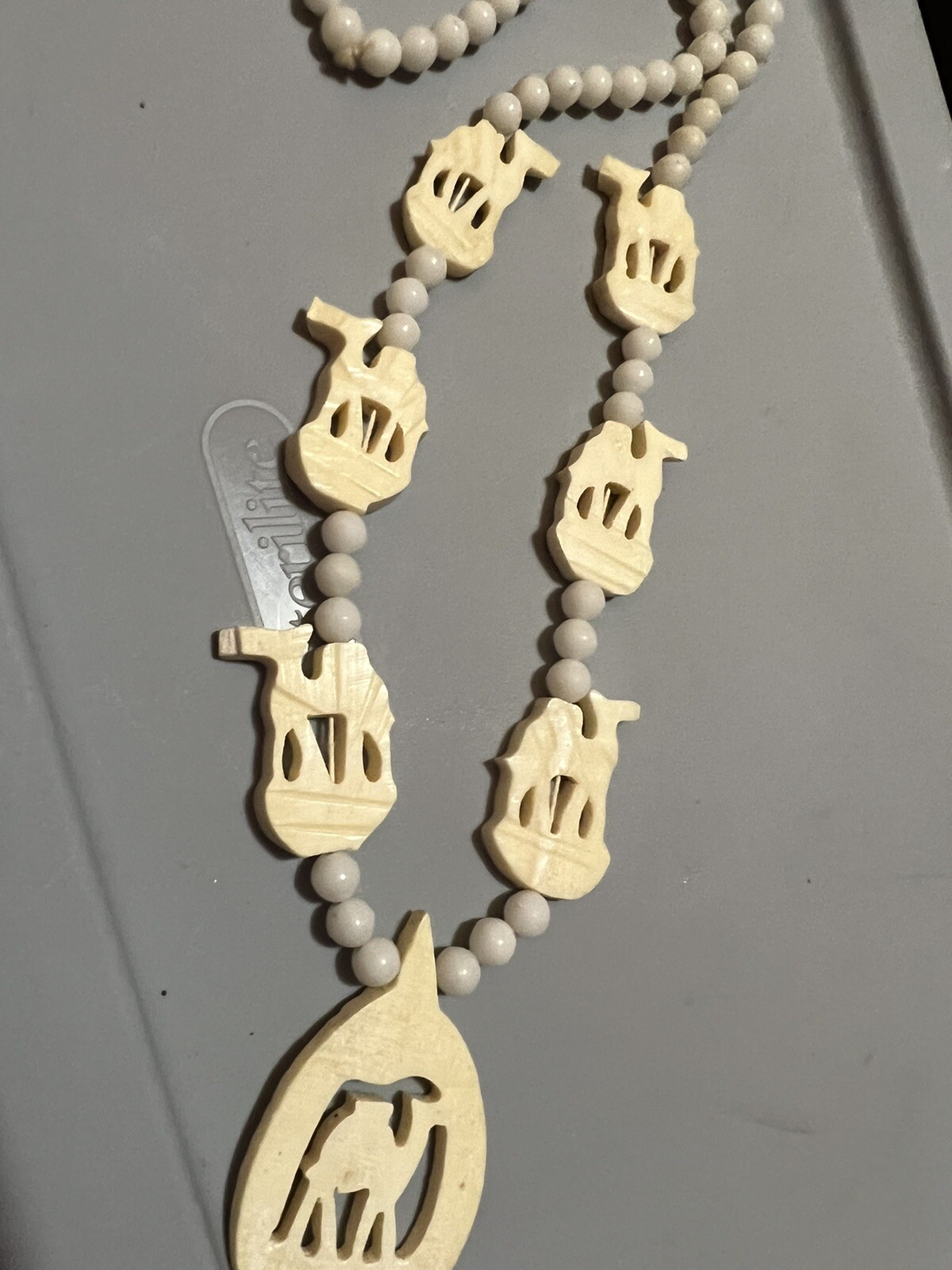 VINTAGE CARVED CAMEL NECKLACE EGYPT AFRICA ARAB