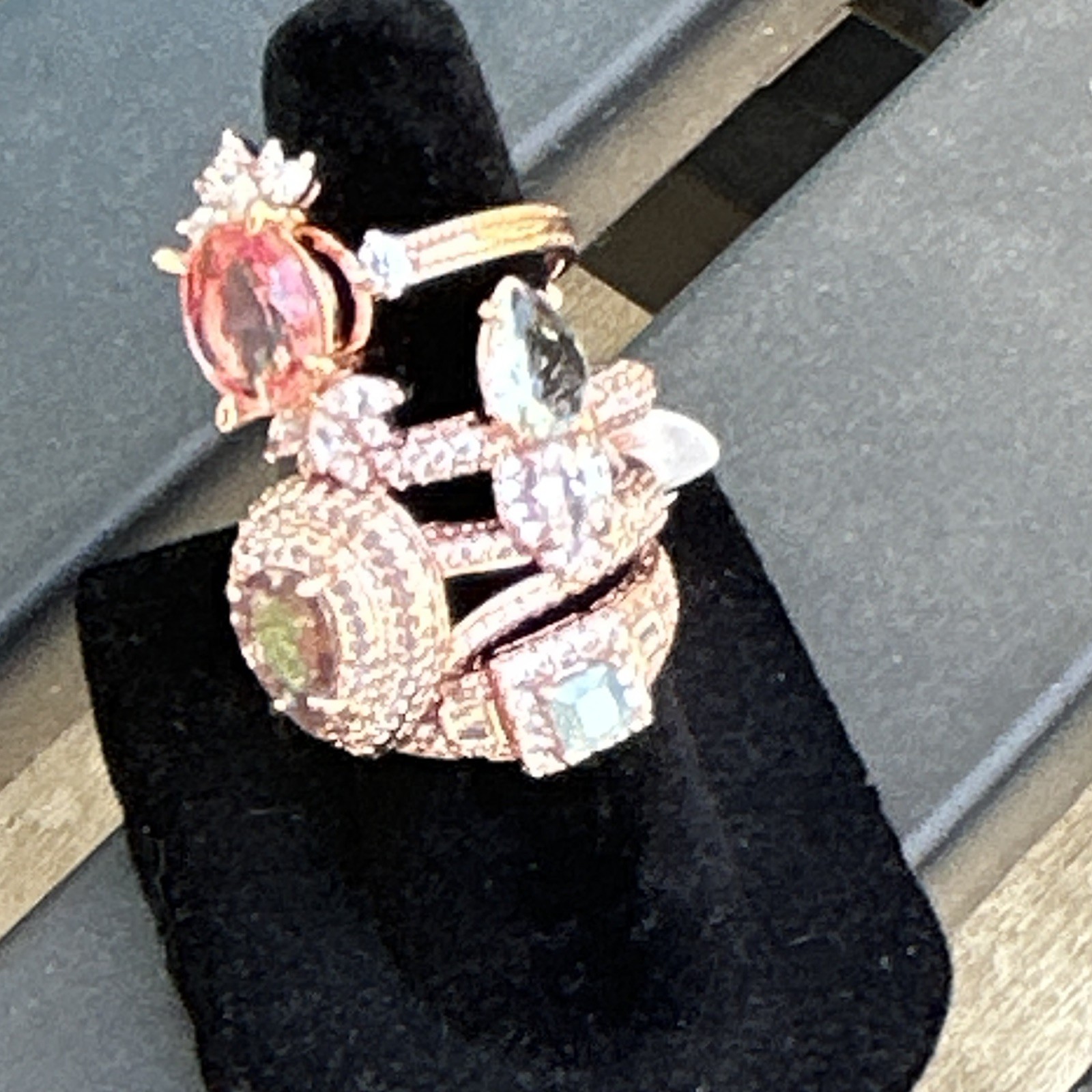 Ring Bomb Party Lot: Size 6 /6.5 Rose Gold Plated Cocktail Statement Stack 4pc