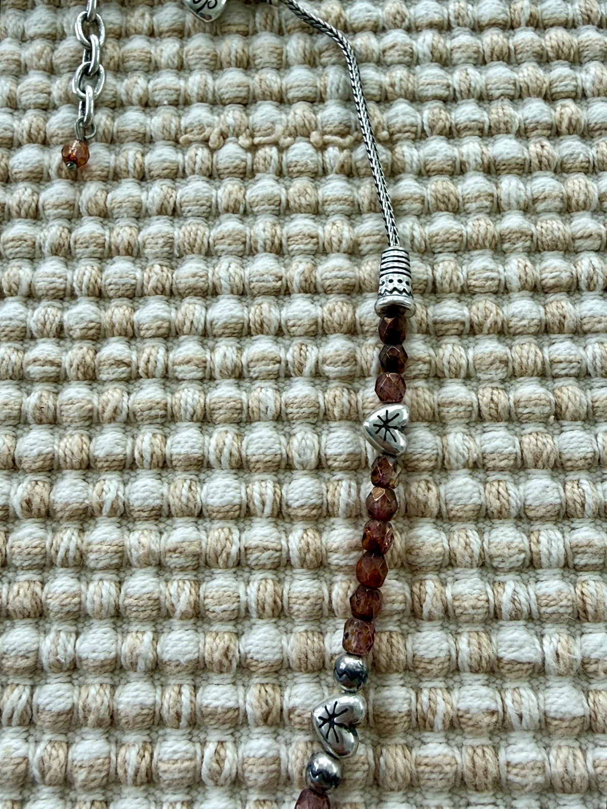 Brighton Love Hope Heart Necklace Amber Crystal Beads Silver Plate