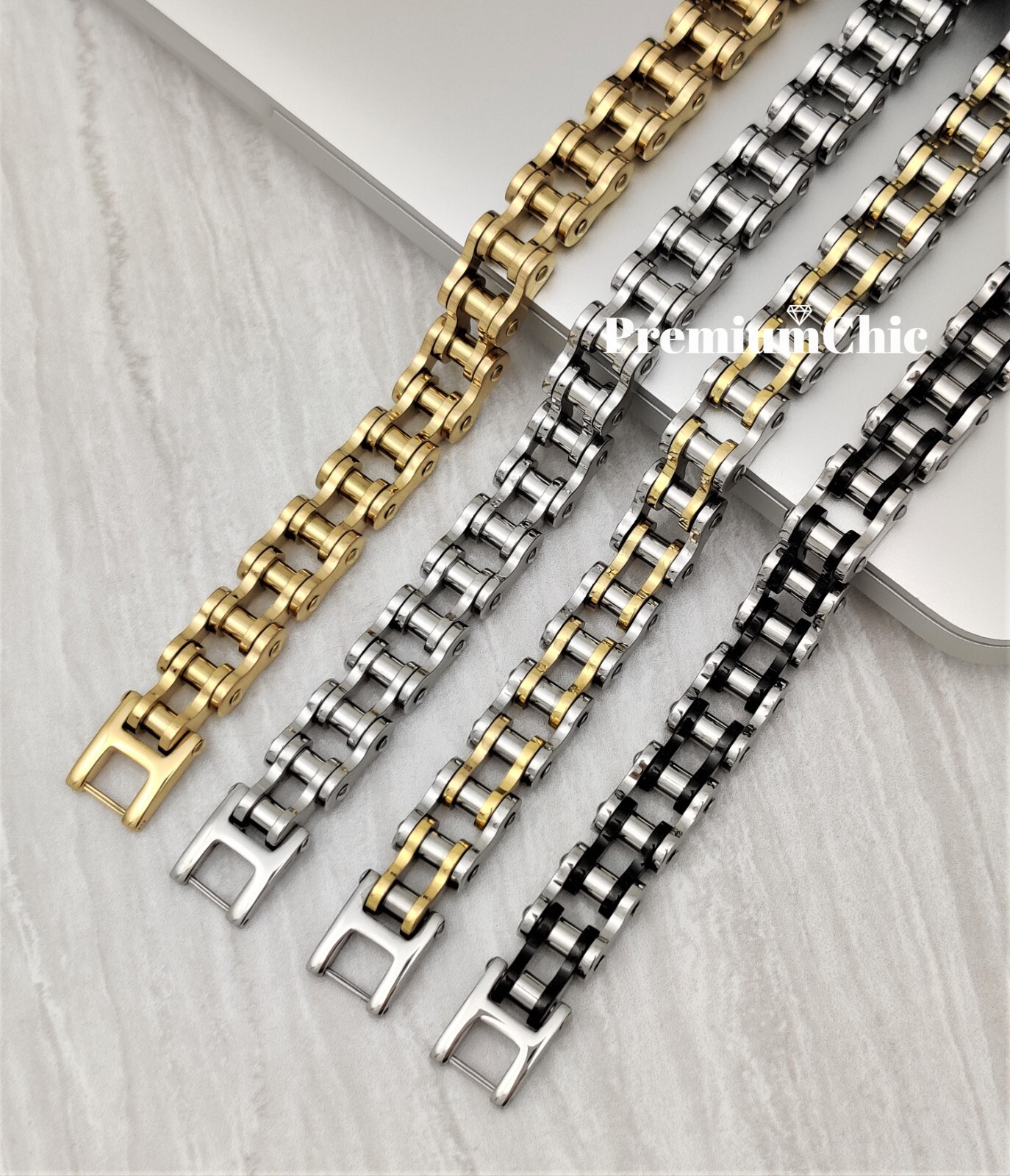SOLID Stainless Steel Motorcycle Bike Chain Design Bracelet Men’s Jewelry 14MM