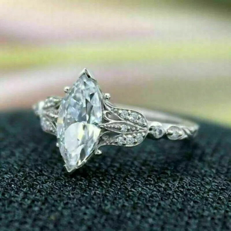 3Ct Lab Created VVS1 Diamond Engagement Ring 14K White Gold Finish