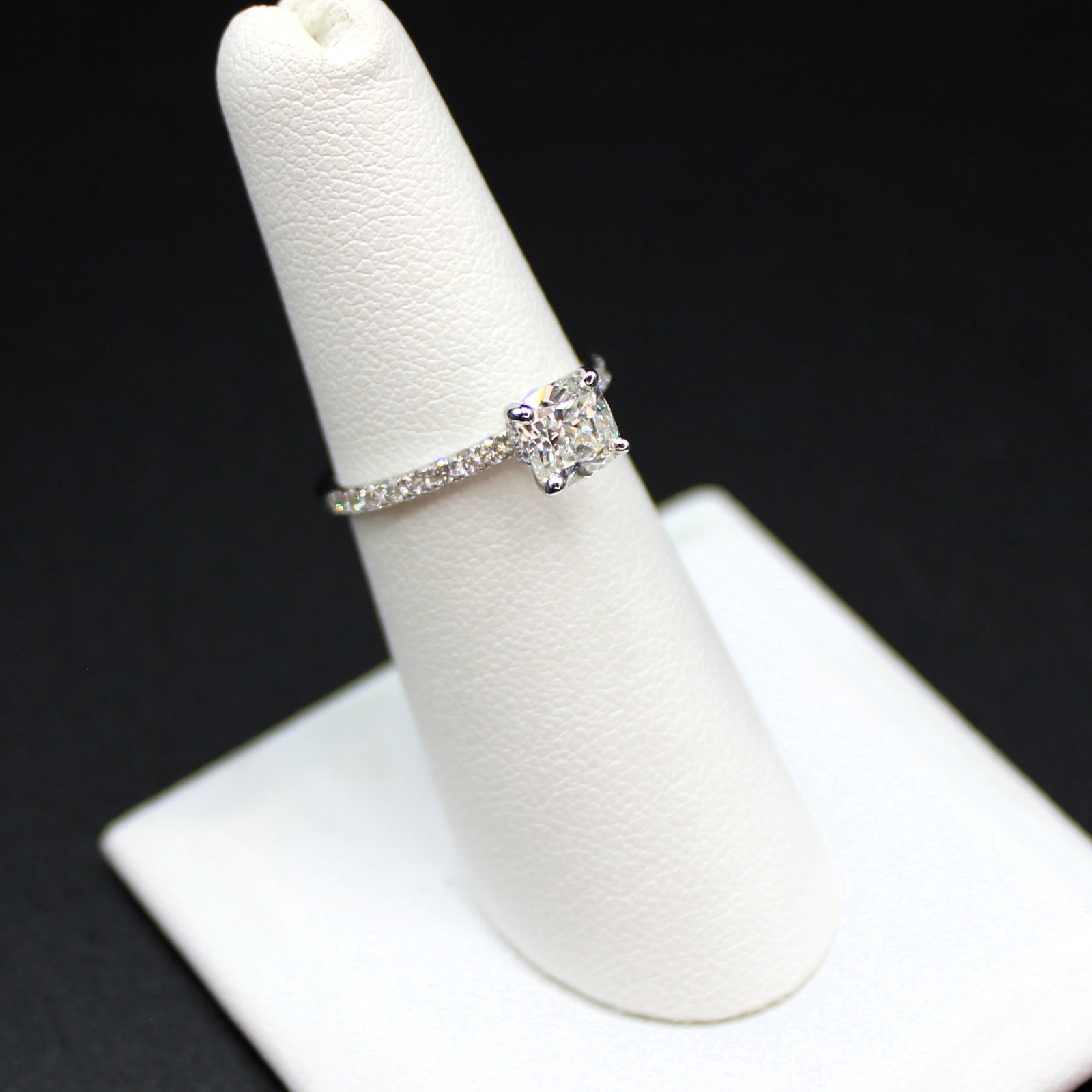 18K White Gold 1.37CTW H VVS2 Cushion Cut Diamond GIA Engagement Wedding Ring