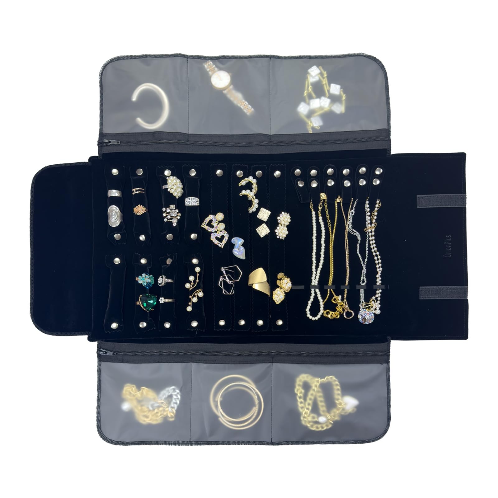 Velvet Travel Jewelry Case Roll Bag Organizer for Necklace Bracelet Earrings …
