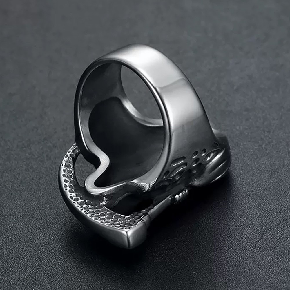 MENDEL Mens Biker Goth Death Skull Grim Reaper Ring Stainless Steel Size 8-15