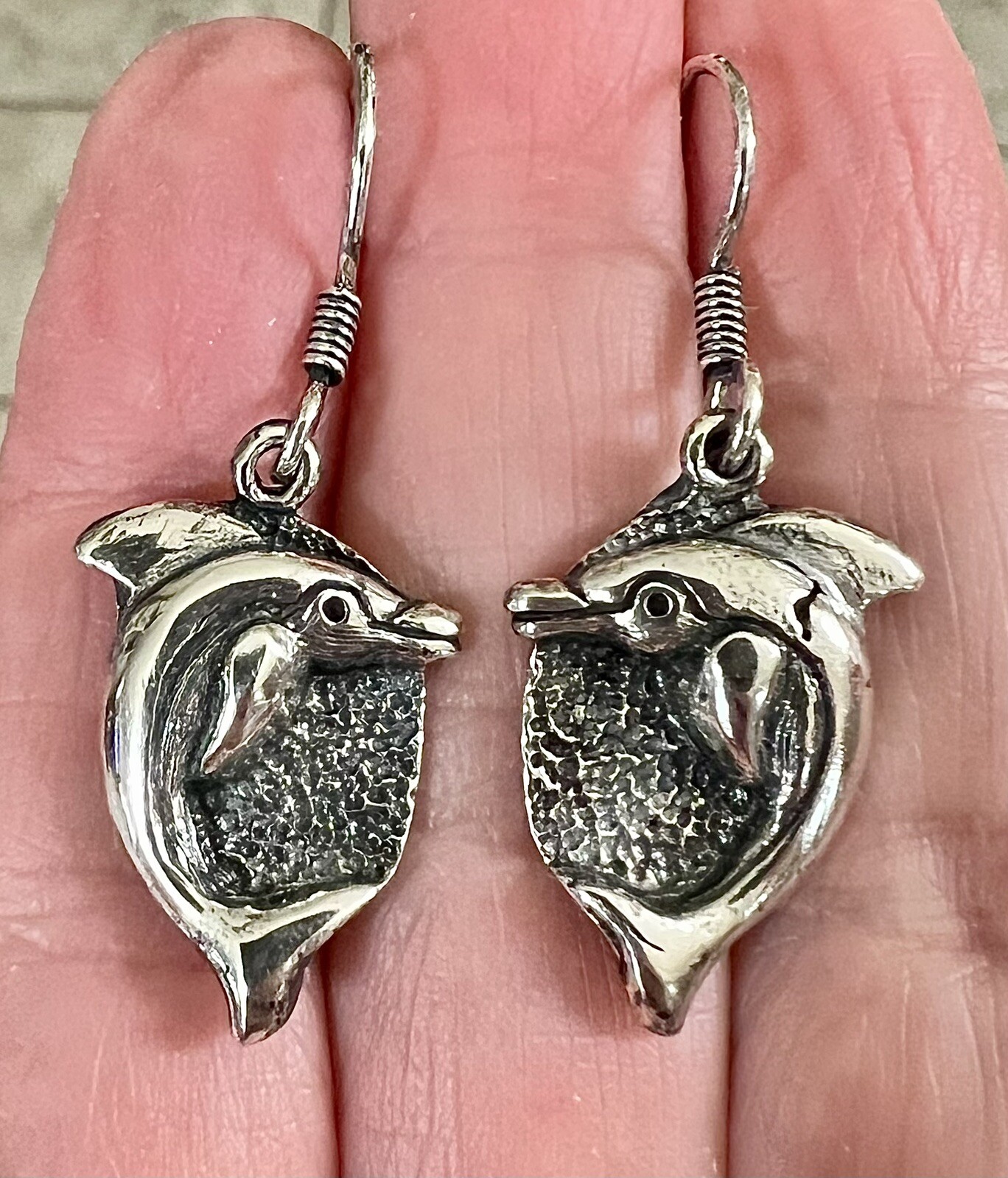 1990s Sterling Silver NWF National Wildlife Federation DOLPHIN Earrings 6g w/Box