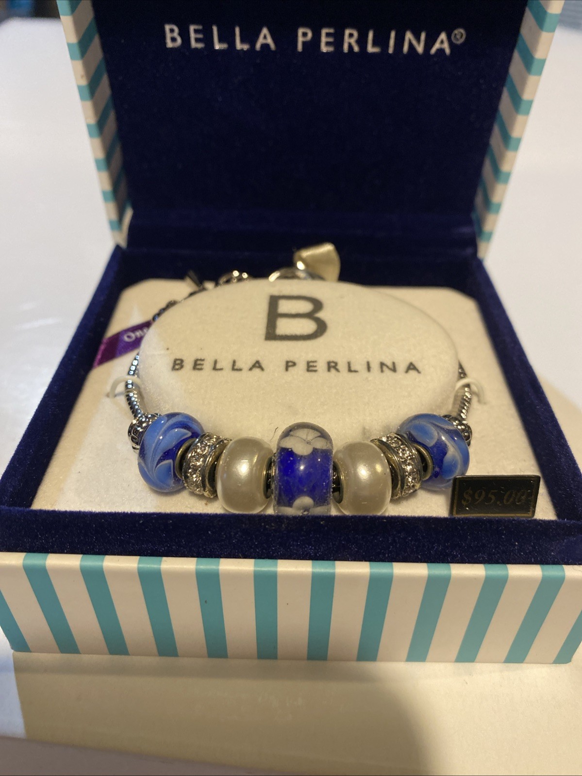 BELLA PERLINA Charm Bracelet Glass Beads Crystals