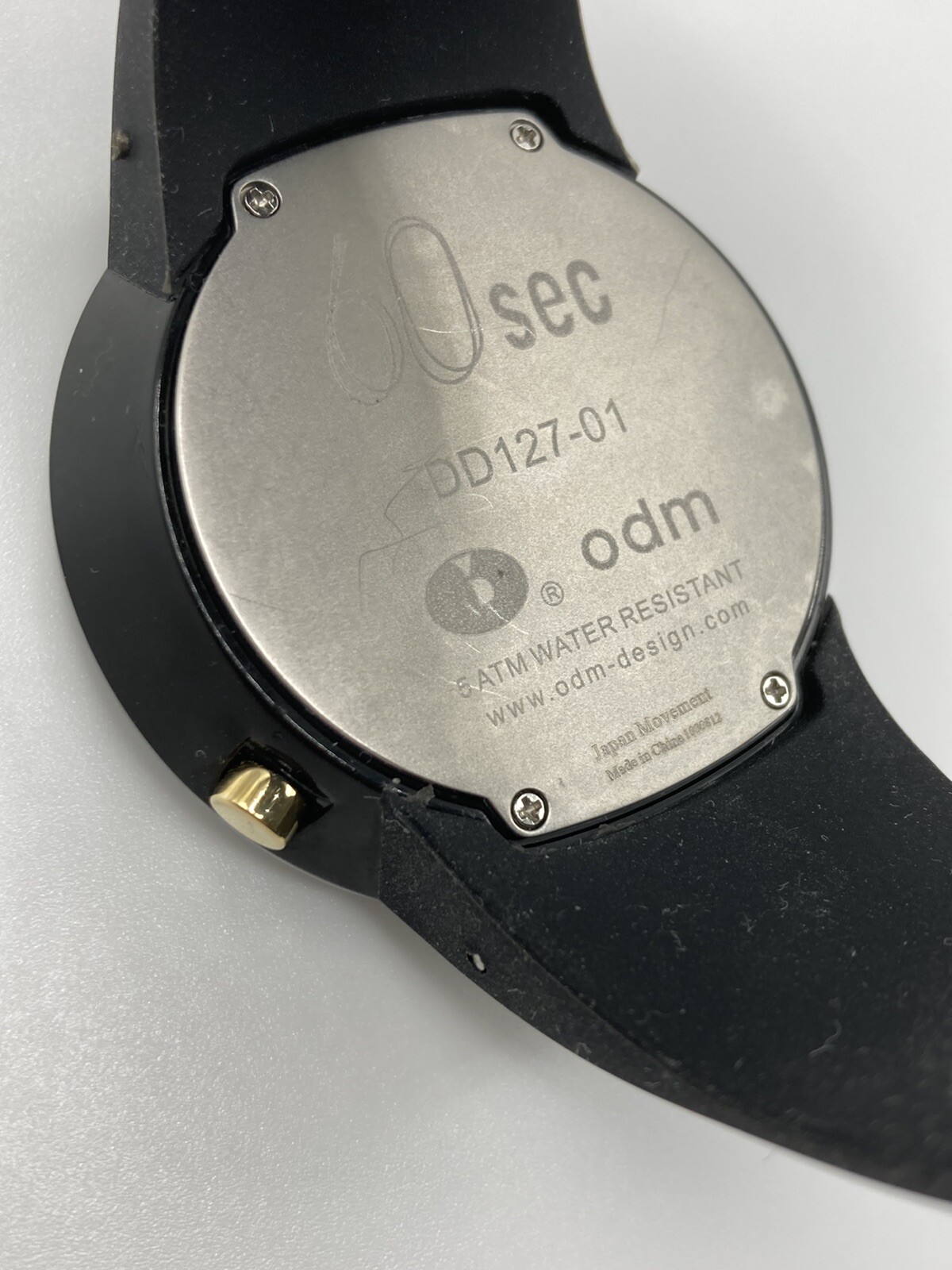ODM Design 60 Second Men’s Black Date Dial Silicone Watch New Batt