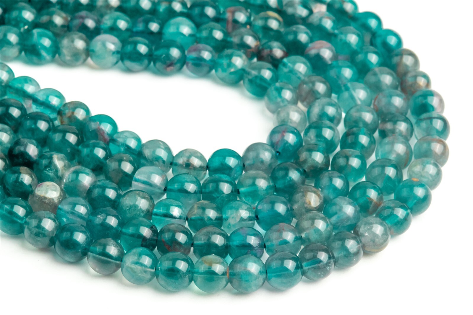 7-8MM Genuine Natural Blue Green Fluorite Beads Grade AA Round Loose Beads