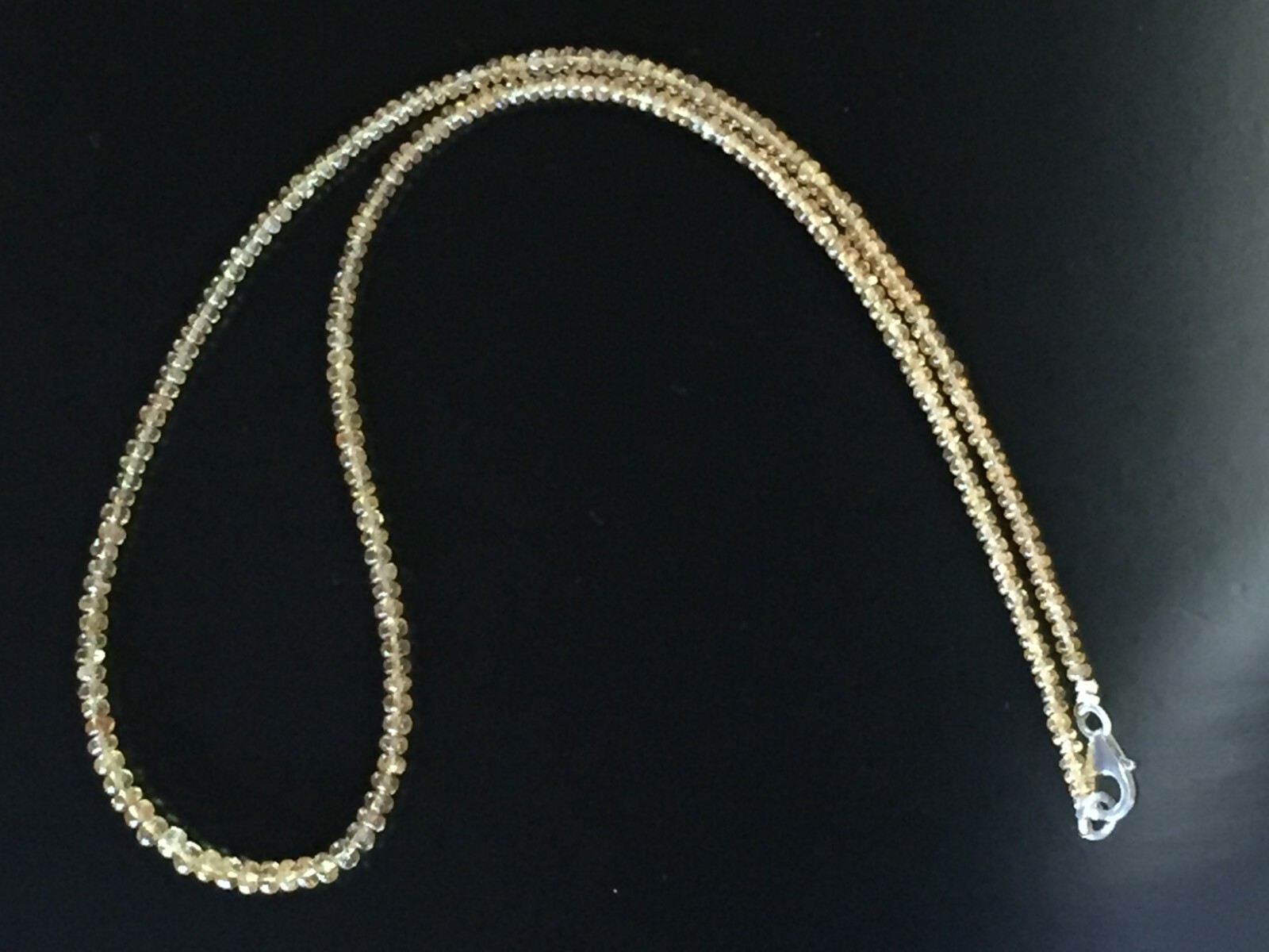 Spessartite Garnet Silver Necklace 16.5″ Rondelle 2.5-3.5mm beads Spessartine