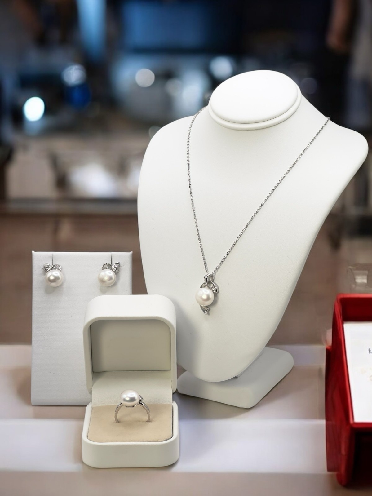 10-11mm Pearl Necklace Pendant Earrings Ring Set Freshwater 17in USA Seller COA