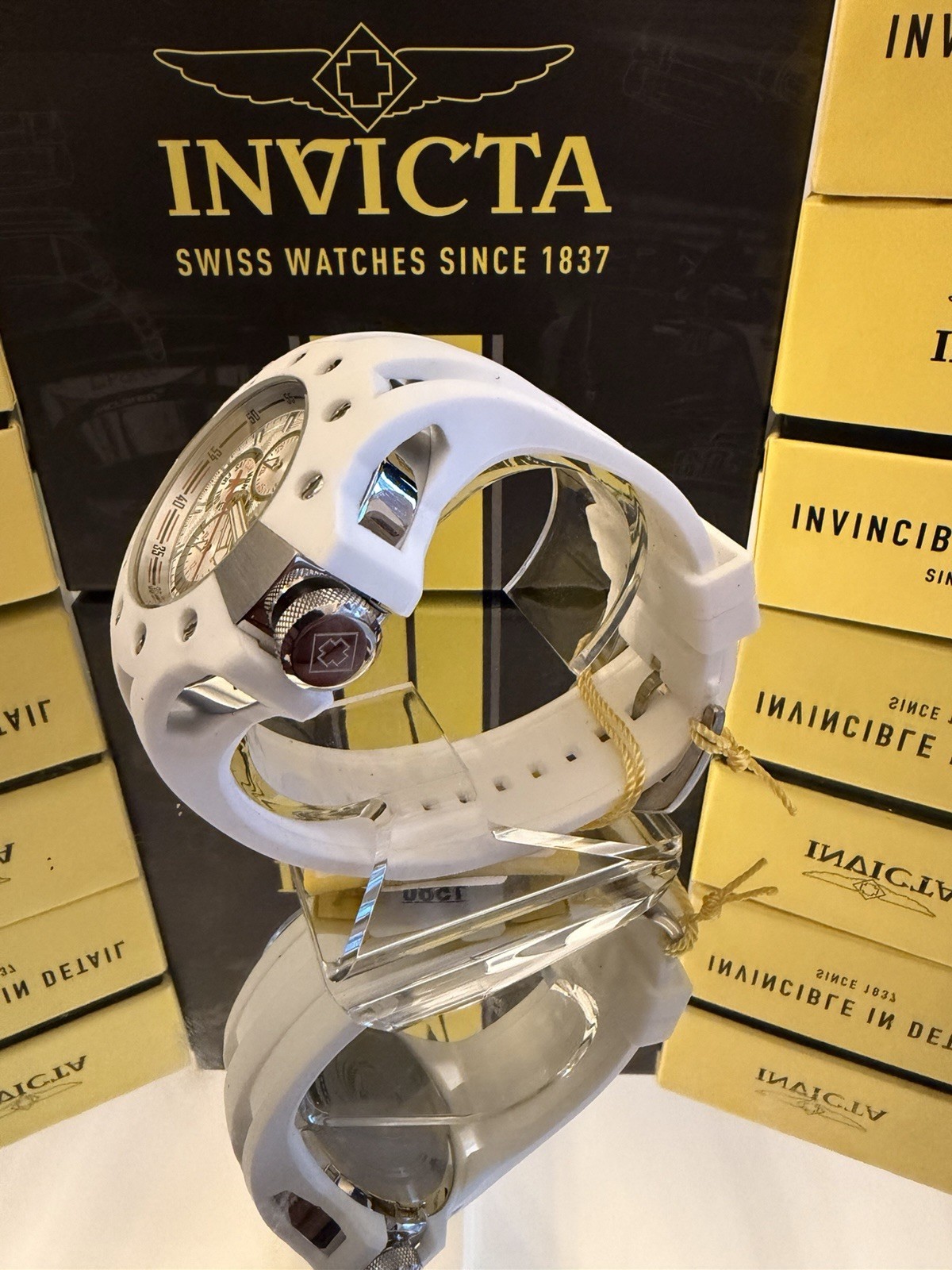 Invicta S1 Rally Splitter Men’s Chronograph Quartz 48mm White Silicone Day/Date