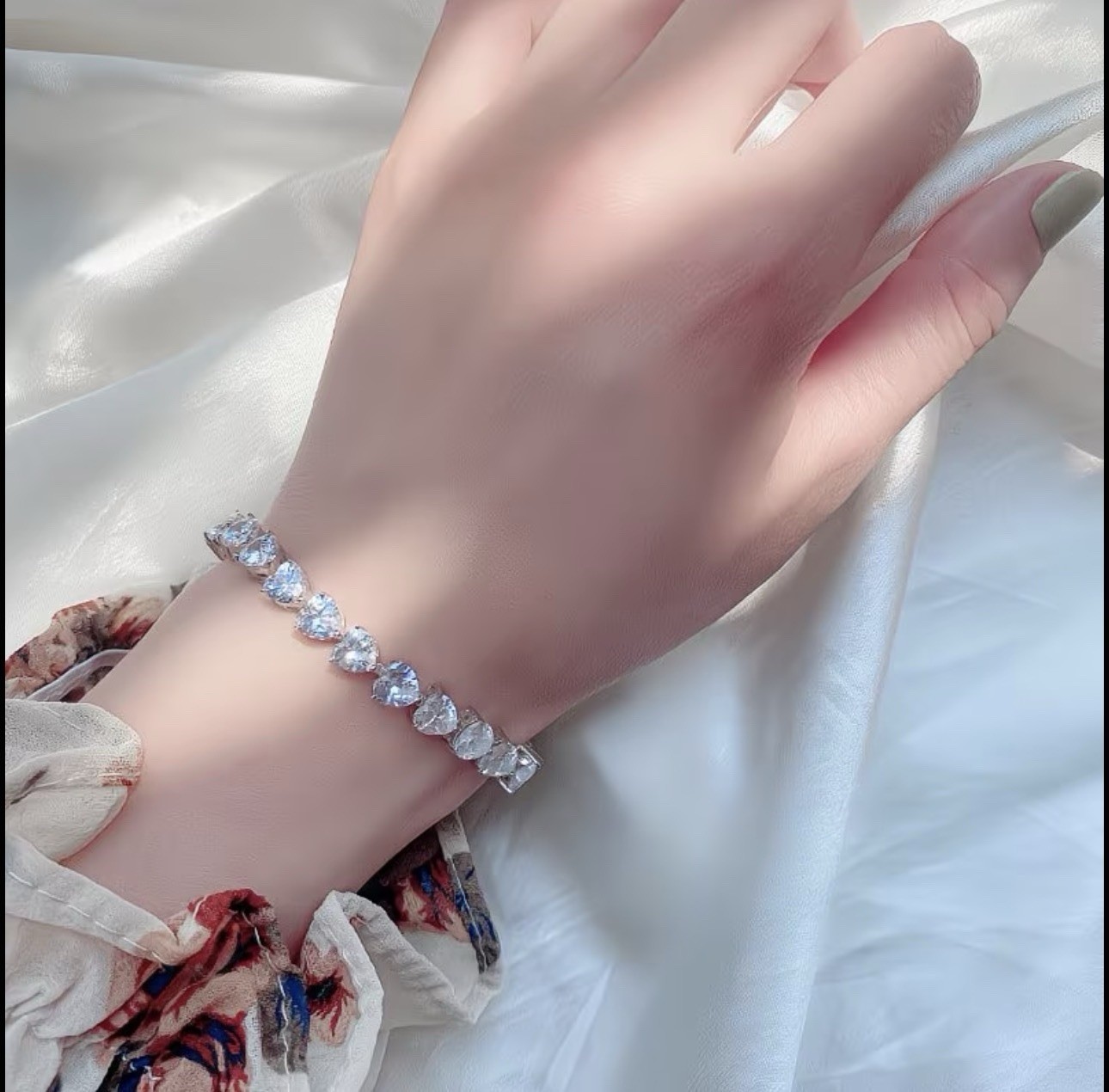 16 CTW Natural Moissanite Heart Bracelet VVS1 D Clarity