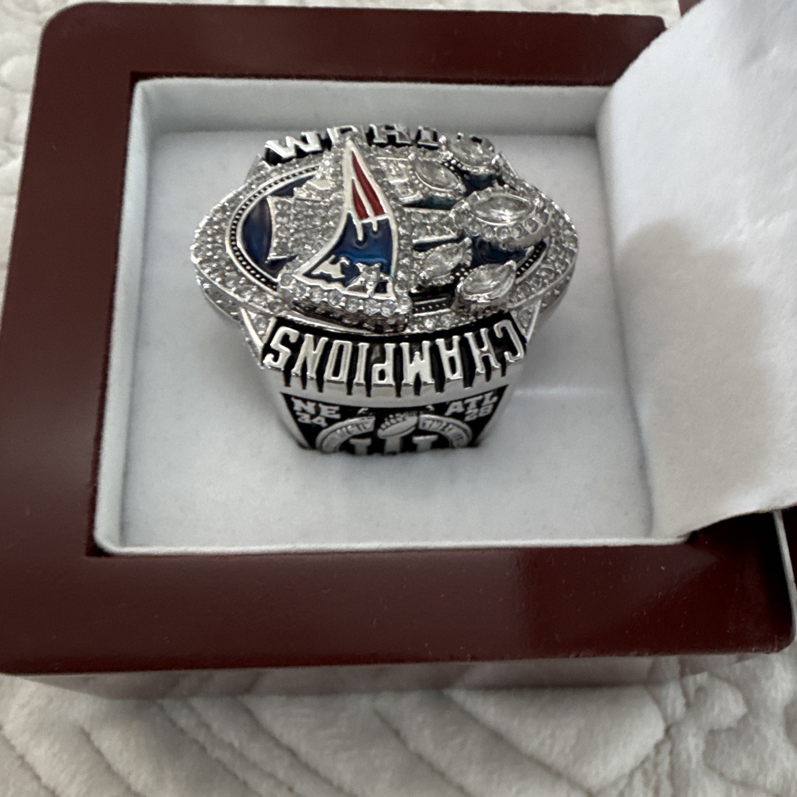 NE Patriots Supperbowl Alloy Steel Ring Blue / Steel Color Ring Size 10? I Think