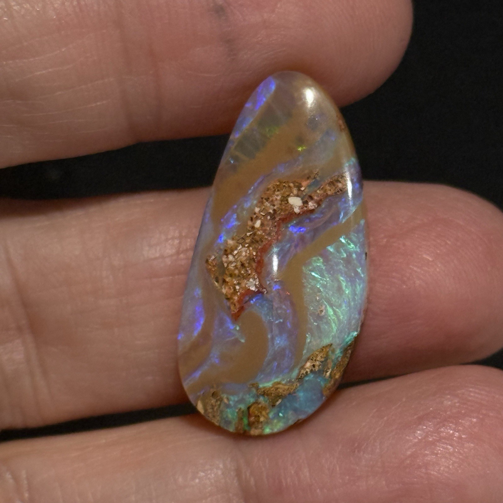 12.6ct 28.65×14.3×4.7mm Crystal Pipe Australian Boulder Opal Cabochon Gem
