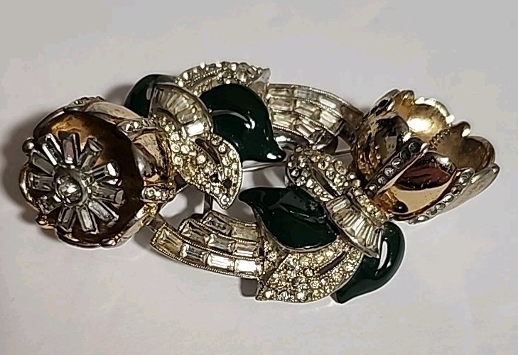 Coro Duette Quivering Camellia Combination Brooch Dress Clip AS IS PARTS ONLY